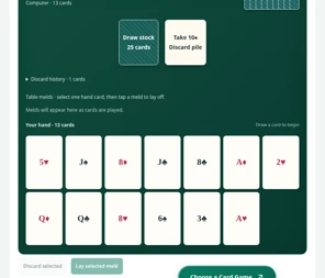 Rummy 500 game screen
